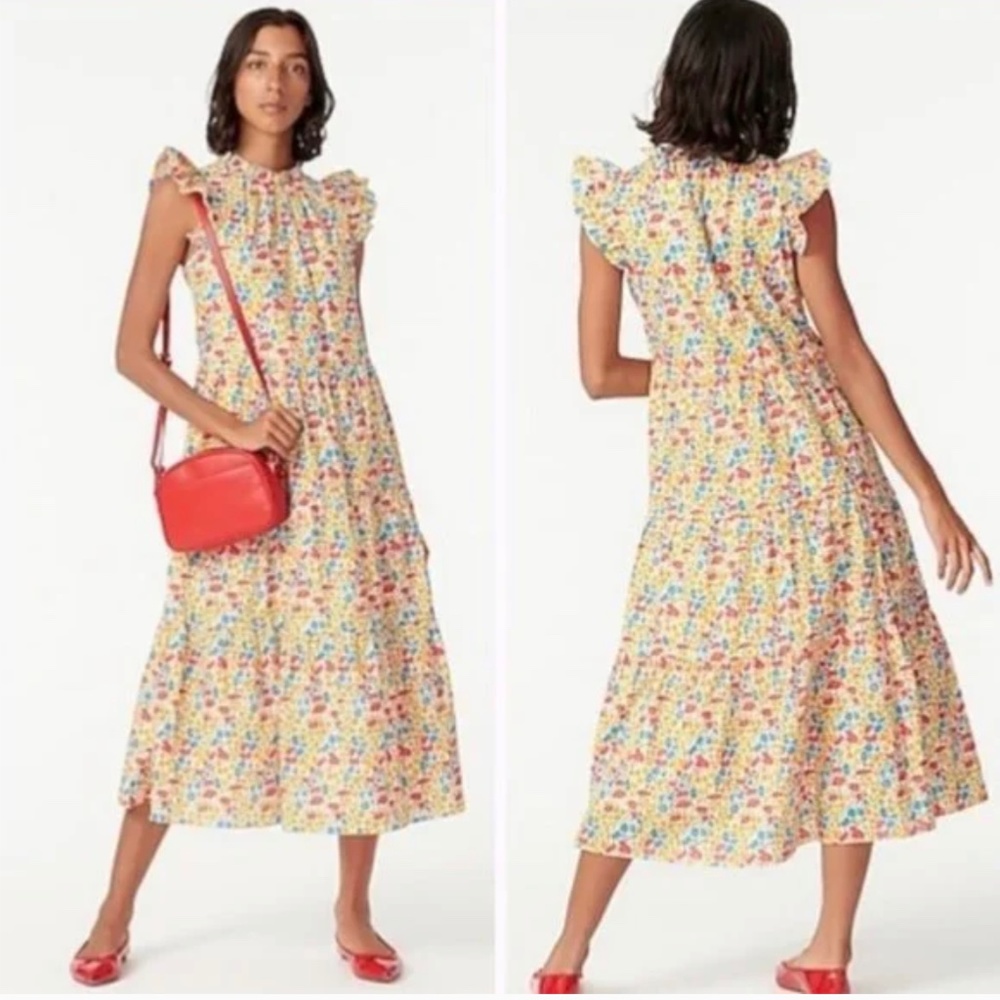 J. Crew Liberty Of London poppy tiered dress